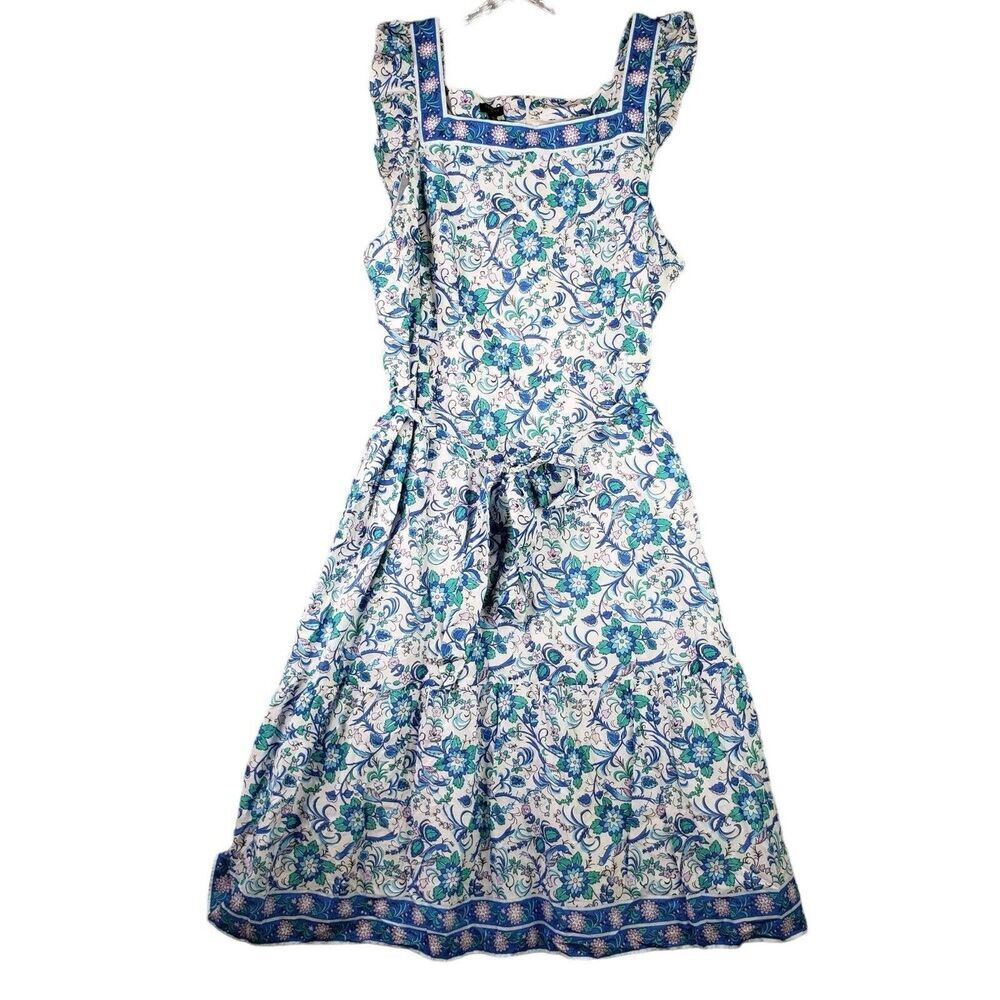 Talbots Blue and Teal Floral Midi Dress - Picture 2 of 8